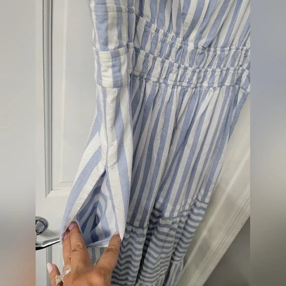 Anthropologie Somerset In Light Blue and White Striped Maxi Dress Size XL - Picture 3 of 6